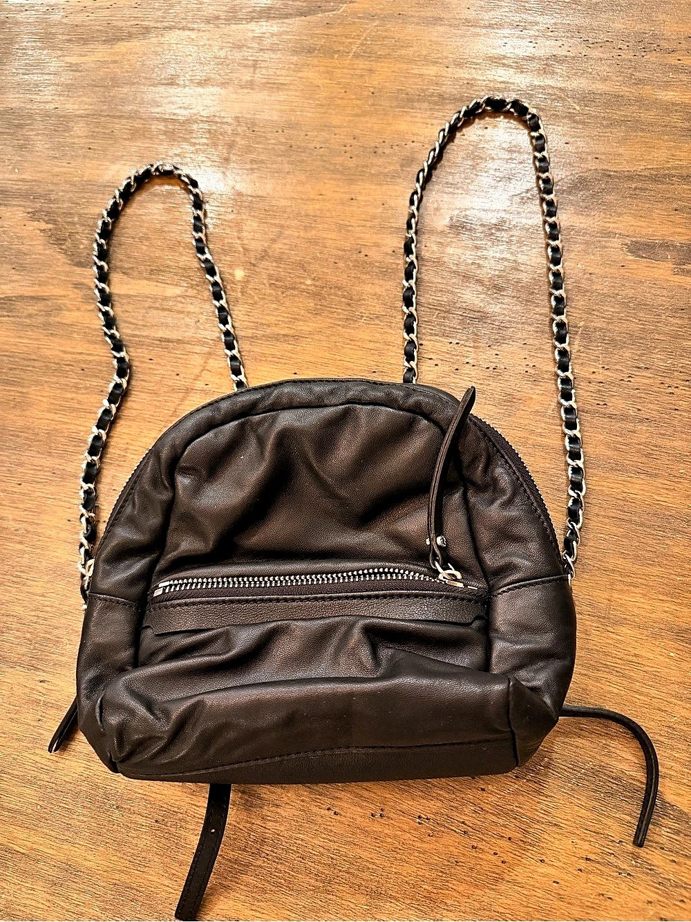 Gianni Chiarini Black Silver Rope Chain Crossbody Backpack